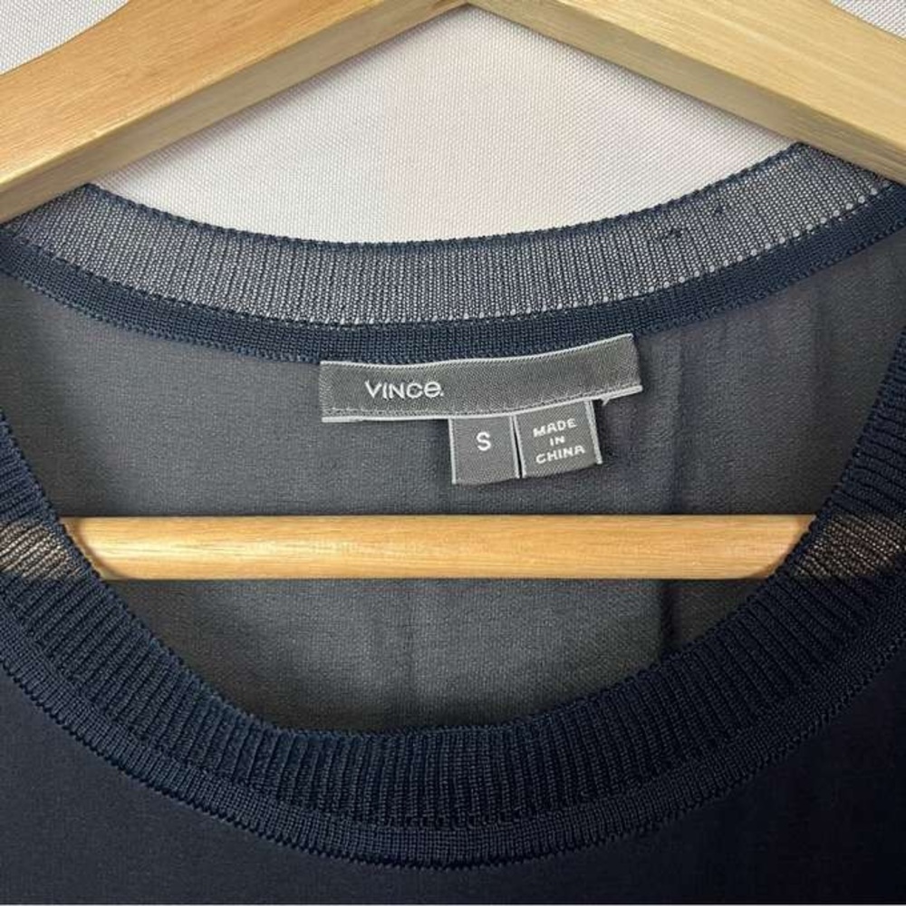 Vince Navy Blue Chiffon Silk Sleeveless Blouse Size S - Picture 7 of 7